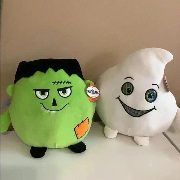 Hug & Luv Ghost and Frankenstein Halloween Plush Set. New - Picture 1 of 5